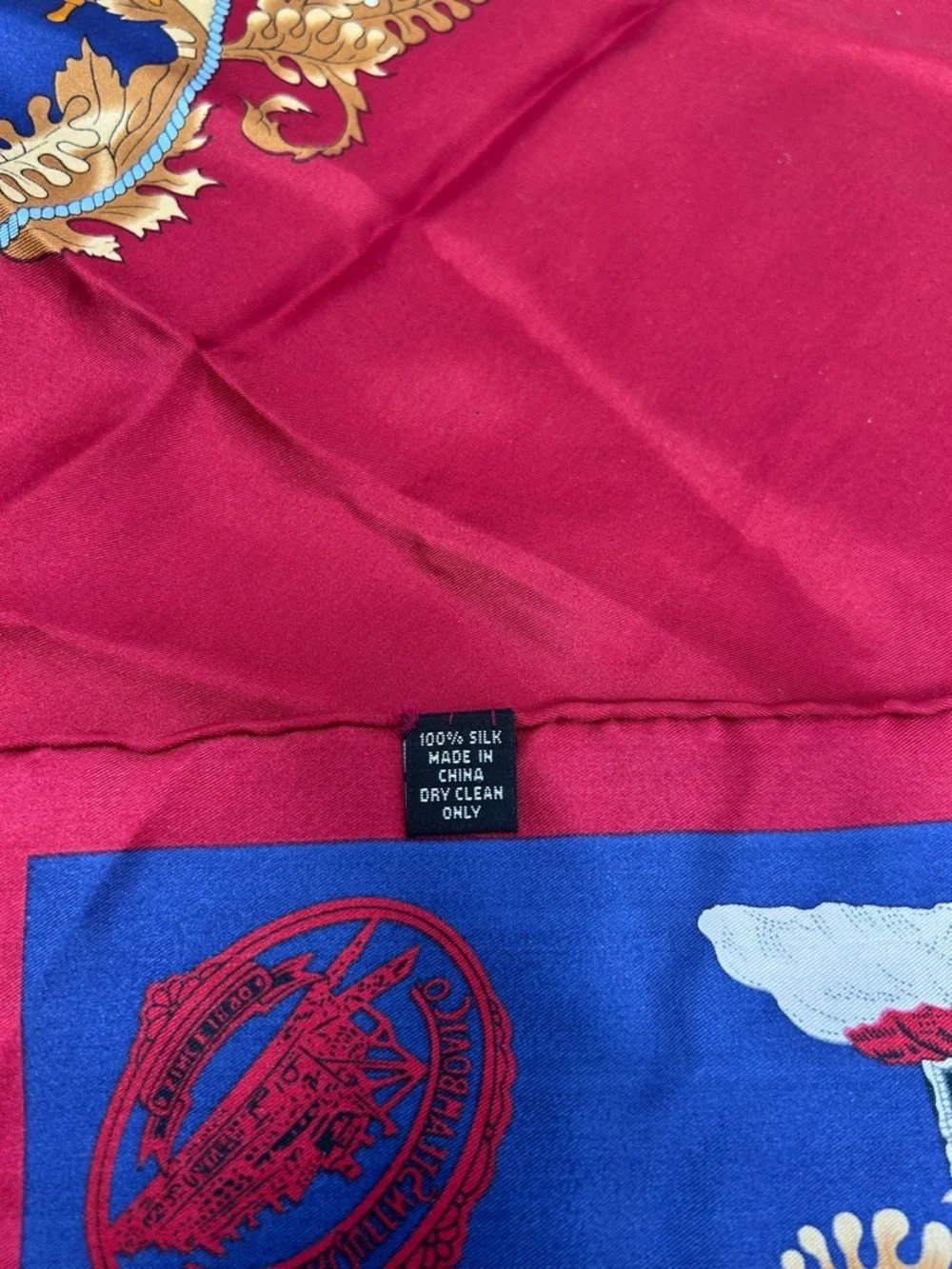 Vintage The Delta Queen Steamboat Co Red and Navy Silk Decorative Souvenir Scarf - Picture 8 of 8